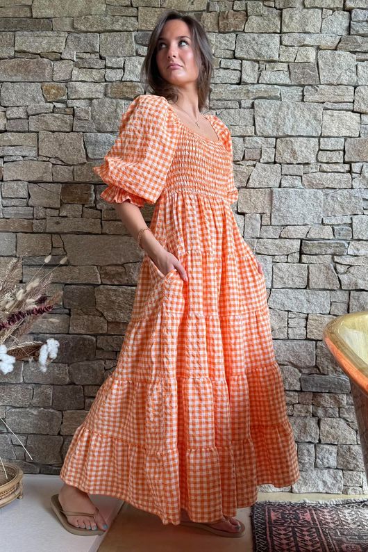 Nonni Gingham Darling Dress Orange?